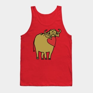 Gold Ox With Red Heart Valentine on Valentines Day Tank Top